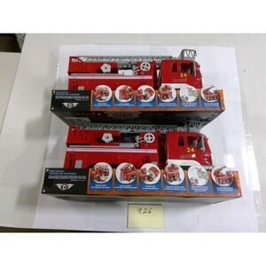 DRIVEN Fire Truck Toy Set 2pk Red New Damaged Box Lights Sounds Battat 24